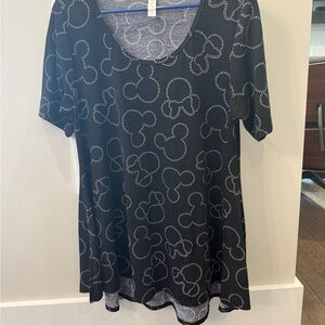 LuLaRoe Blue and Black Graphic Boxy Tee